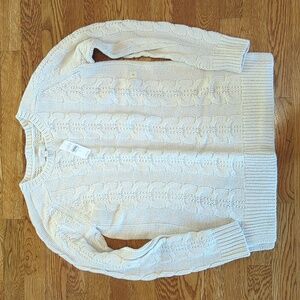 NWT LOFT Women's Cream Colored Cable Knit Sweater, Size Small